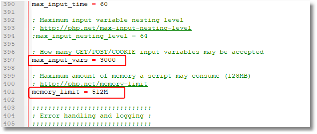 max input vars